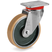 Immagine di Ruote in poliuretano Vulkollan®, nucleo in acciaio forgiato, supporto rotante piastra EP